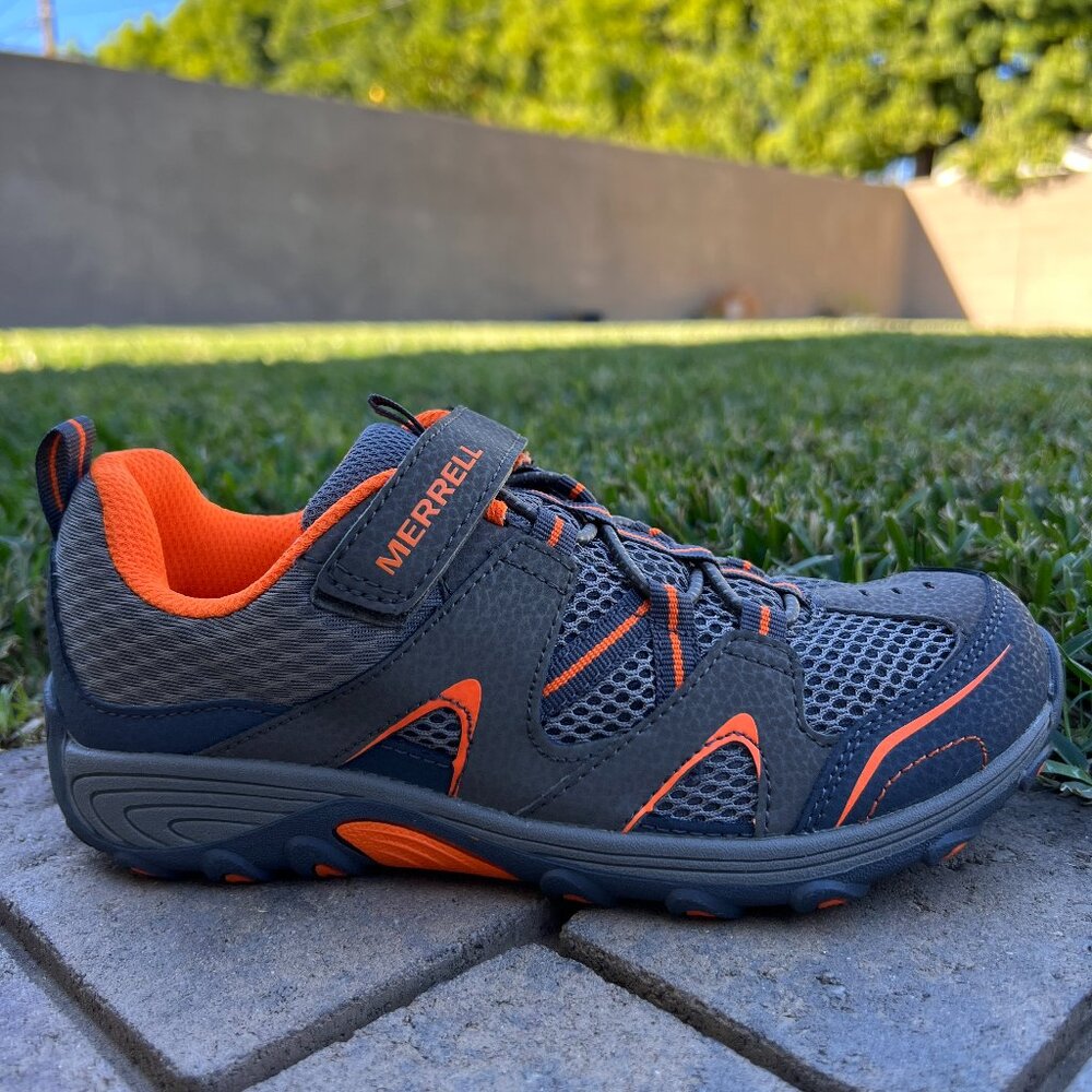 Merrell boys kids hiking shoes Trail Chaser Gunsmoke Gray Orange